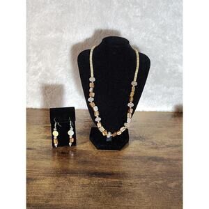 Shell Beaded Necklace with Matching Dangle Earrings